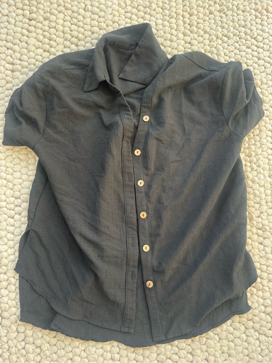 SHEIN Other - SHEIN Black Short-Sleeve Button-Down Shirt Swim Coverup